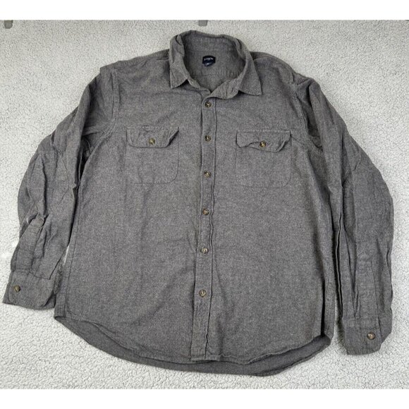 J.CREW Button Up Outdoor Heavy Work Shirt Mens XL Cotton Elbow Patch Gray - Picture 1 of 13